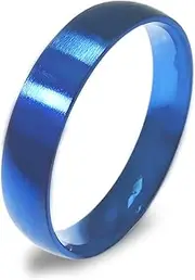 [Gemini] His Her Blue Comt-Fit Dome Ring Brushed Wedding Titanium Ring Valentine Day Gift 5mm 7mm