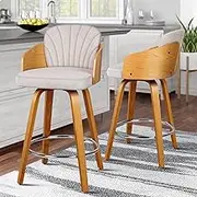 ALFORDSON 2X Adjustable Kitchen Stools with Chrome Steel Footrest, Alice Grey Bar Stools with Anti-Slip Floor Protector, Swivel Fabric Home Bar Counter Barstools, Dining Chair in 66cm Seat Height
