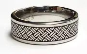 Men's Cobalt Black Laser Weave Design Wedding Band By Stuller