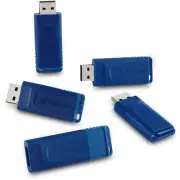 Verbatim USB Flash Drive Retractable 16GB 5/PK Blue 99810