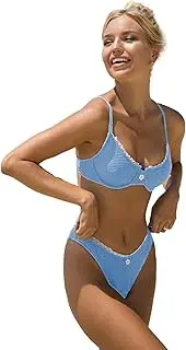 [SOLY HUX] Women's Bikini Sets Underwire Bathing Suits High Waisted Tie Side Two Piece Swimsuits