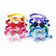 Dog Cat Collar With Bell Bow Adjustable Buckle Kitten Puppy Reflective