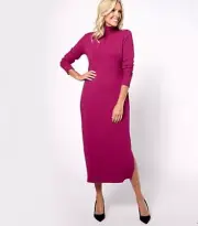 Women with Control Regular Finespun Jersey Tummy Control Midi Dress Wntr Brry XS