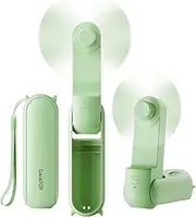Gaiatop Portable Handheld Fan, Mini Rechargeable Folding Fans with Power Bank USB Battery Operated, Small Pocket Design for Eyelash Girls Women Travel Outdoor Green