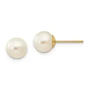 14K Yellow Gold 7mm Freshwater Cultured Pearl Stud Earrings Madi K Kid's Jewelry