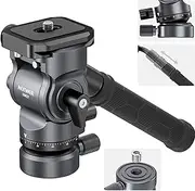 NEEWER Tripod Fluid Head with +/-10° Leveling Base (37mm Dia.), Metal Pan Tilt Head with Arca Type QR Plate, Telescopic Handle for Compact Video Camera DSLR Camera, Max Load 8.8lb/4kg, GM27, Grey