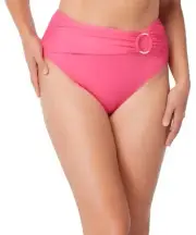 Bleu Rod Beattie High Waist Draped Bikini Bottoms in Ring Me Up, Size 8 Rose Red