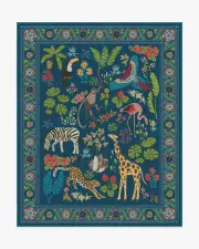 245' x 305' | Machine Washable Runner Rug | Kid & Pet Friendly | Indoor Rug | Iris Apfel Jingle Jungle Royal Blue Tufted Rug | Ruggable