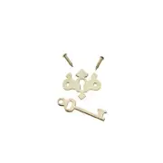 Dollhouse Part - Chippendale Keyplate and Key, Brass, pkg of 6, HW1103
