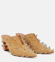 [McQueen] McQueen Studded suede mules AU 7.5 brown