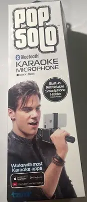 New TZUMI POP SOLO Bluetooth KARAOKE Microphone Speaker Black Phone Holder