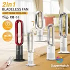 2In1 Bladeless Fan Cooler Heater Oscillating Air Cool Hot Fan w/Remote Control
