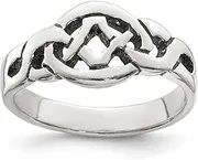 [JewelryWeb] 925 Sterling Silver Solid Polished Artisan Oxidized Antiqued Ring Band Style-Ring for Women