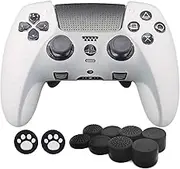 Controller Silicone Cover and Stick Caps for PS5 DualSense Edge Wireless Controller,Anti-Slip Protector Skin and 10 Thumb Grip Caps Accessories for Playstation5 Edge Controller (white)