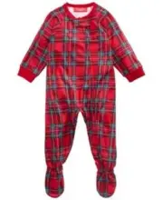 Matching Family Pajamas Baby Brinkley Plaid Footed Pajamas 12 Month Red