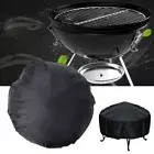 30-44in Patio Round Fire Pit Cover Waterproof UV Protector Grill BBQ Cover Black