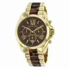 MICHAEL KORS BRADSHAW GOLD TONE+TORTOISE+BROWN CHRONO,ROMAN #'s WATCH MK5696