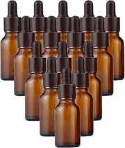 5 ml Amber Glass Dropper Bottles,16 PCS Refillable Bottle,Boston Round Glass Bottles,Empty Tincture Bottle for Essential, Perfume(Amber/5 ml)