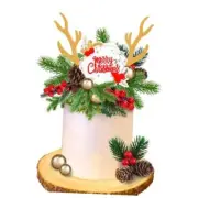 Christmas Cake Topper Deer Elk Cake Decorations with Pine Tree Pine Style 1