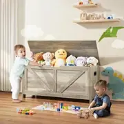 Kids Toy Storage Bench Wooden Toy Box Chest 38.98 x 15.55 x 18.9 in Gray
