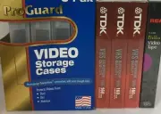 3 Pack of TDK plus 1 RCA Blank VHS Tapes New Sealed with 4 New Storage Cases