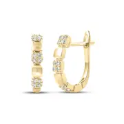 14k Yellow Gold Round Diamond Hoop Earrings 1/10 Cttw