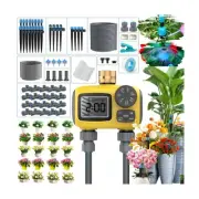 Drip Irrigation System Kit with Automatic Water Timer 2 Zone 150FT,New Anti-L...