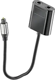 Optical Cable Splitter 1-in-2 Out Fiber Optical Splitter for Cd Player Receiver Portable Long-Lasting Black
