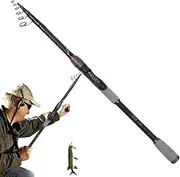 Phewl Retractable Fishing Rod, Telescopic Fishing Rod | Fishing Rod Portable Extendable Fishing Rod with Delicate Ceramic Guide Ring - High Strength Carbon Outdoor Fishing Equipment for Travel,