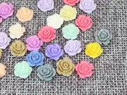 50 Mixed Color Flatback Resin Rose Flower Cabochon 10mm DIY Embellishment