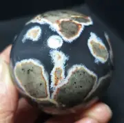 TOP 198G Natural Polished Football Agate Crystal Sphere Ball Healing WD703