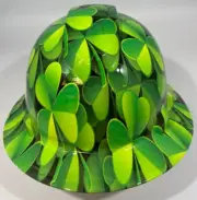 New Full Brim Hard Hat Custom Hydro Dipped ST PATRICKS DAY IRISH CLOVERS