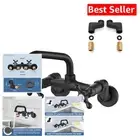 Brass Wall Mount Laundry Faucet with Double Handles & Adjustable Spout Arms