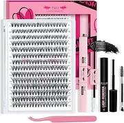 PRO 280Pcs Lash Clusters Kit DIY Lash Extension Kit Eyelash Extension with Lash Bond and Seal Applicator Brush Individual Lashes Kit Various Styles Easy to Apply at Home (30D-9-16mix)