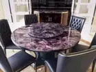 24" Round Amethsyt Corner Side Table Top Handmade Arts Purple Stone Furniture