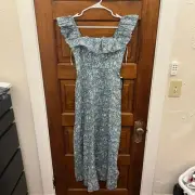 Zimmermann Carnaby Ruffle Neck Long Dress sz 4 US Indigo Blue NWT's $475