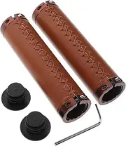 GANAZONO 2pcs Vintage PU Bike Handlebar Hand Grips Comfortable Slip Covers for Tricycles Bikes Shock Absorbing Design Durable for Long Lasting Use