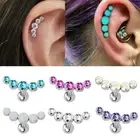 Crystal Gem Opal Stud Earrings Ear Piercing Body Jewelry Cartilage Helix Tragus