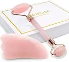 Jade Roller for Face and Gua Sha Scraping Massager Set - 100% Natural Rose pink