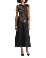 Lafayette 148 New York Hand Beaded Cap Sleeved Dress