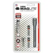 NEW Maglite Mini 2 xA AA Flashlight SP32096 GRAY W/ Holster Made in USA