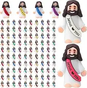 AKFAHOIF Little Jesus Figures, Mini Jesus Figurines in Bulk, Multicolor Tiny Jesus Figures, Miniature Figurines to Hide and Seek Religious Gifts for Easter Egg Stuffers (100)