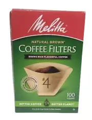 Melitta #4 Cone Coffee Filters, Unbleached Natural Brown 100 count - NIB