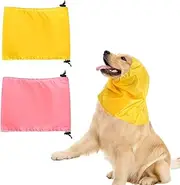 2 Pack Dog Shower Cap Waterproof Snood Rain Hat Ear Protection Dog Ear Wrap for Swimming Bath Snow Rain (Pink+Yellow)