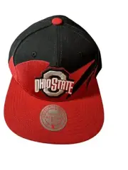 Mitchell & Ness Ohio State Buckeyes Sharktooth Red/Black Snapback Hat OSFM NWT
