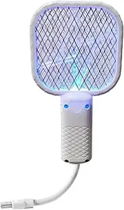 Electric Fly Swatter | Handheld Fly Zapper | Portable Electronic Swatter with Trap Light for Bedroom Living Room Balcony Patio Garden Travel Picnic Outdoor