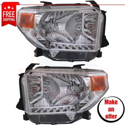 Headlights Set of 2 pc left right halogen for 2014-2017 Toyota Tundra SR, SR5 (for: Toyota)