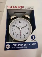 Sharp Twin Bell Alarm Clock W/ Loud Bell, Easy To Read Dial, On Demand Backlight