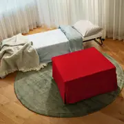 Foldlux Ottoman Folding Guest Bed Sofa w Slip Cover & Castors - Imperial Red