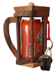 Brainteaser cold drink can puzzle challenge - open the lock before you can have a drink!
